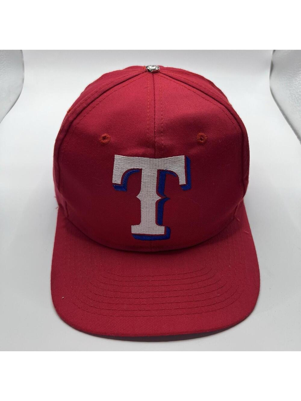 Vintage 90s logo 7 Texas Rangers Baseball Adjustable SnapBack Red Hat Cap Men’s